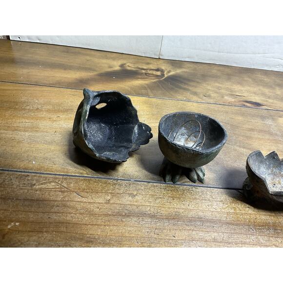 Set Of 2 Vintage Japanese Brass Owl Mid-Century Era Cast Iron - Picture 7 of 12